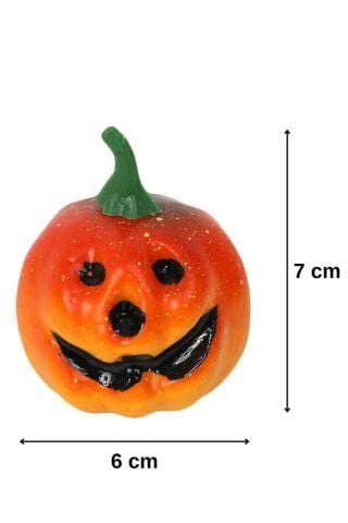 Halloween Gülen Surat Balkabağı Figür Süs 7cm - 3 Lü Set Cadılar Bayramı Kabak Figür Masa Süsleri 3 Adet