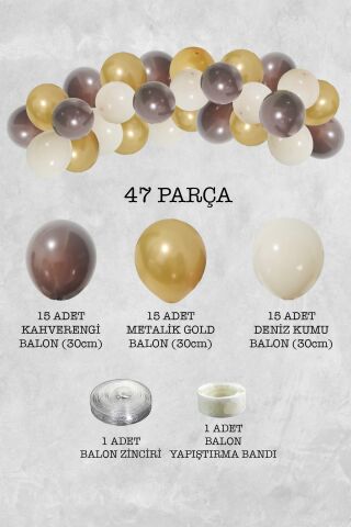Cappuccino Konsept Balon Zinciri Parti Balon Seti 47 Parça