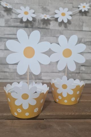 Papatya Konsepti Cupcake Sargısı 10'lu