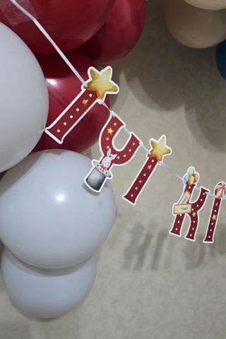 Sirk Konsept Bannerlı Doğum Günü Balon Zinciri Seti