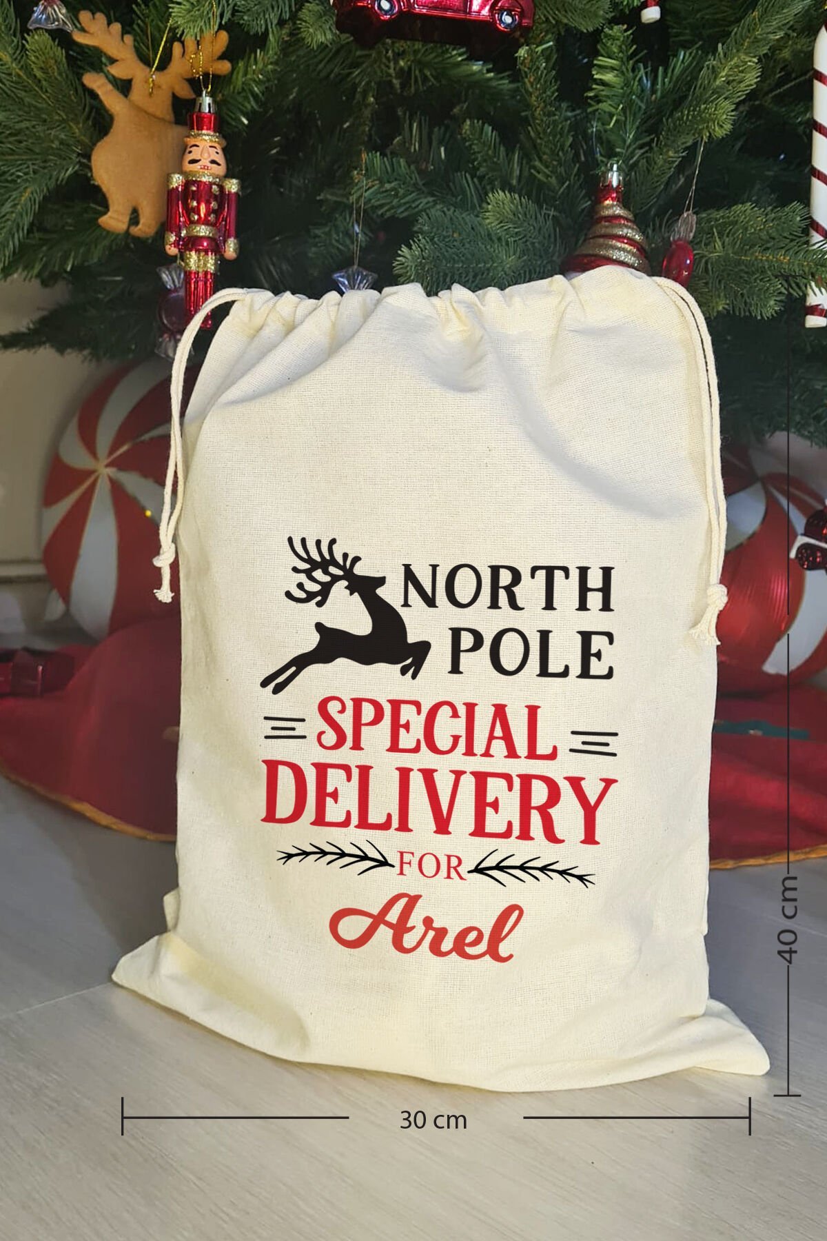 North Pole Special Delivery İsme Özel Yılbaşı Hediye Kesesi