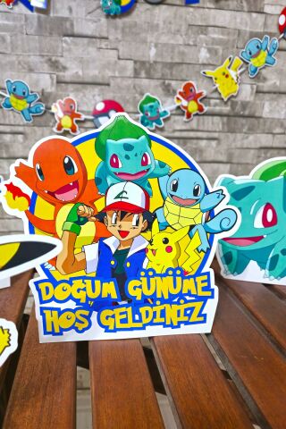 Pokemon Tema Doğum Günü Ayaklı Pano Seti Doğum Günü Masa Üstü Panolar