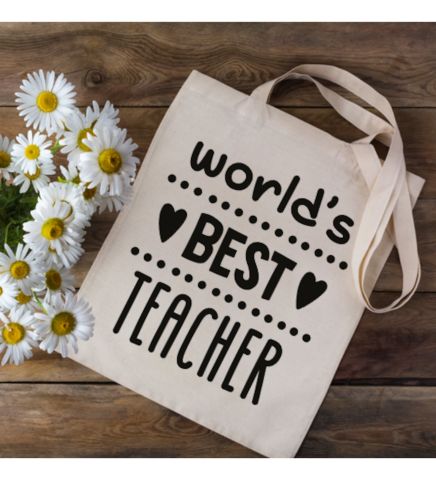 Worlds Best Teacher Ever Öğretmenler Günü Omuz Çantası Bez Çanta