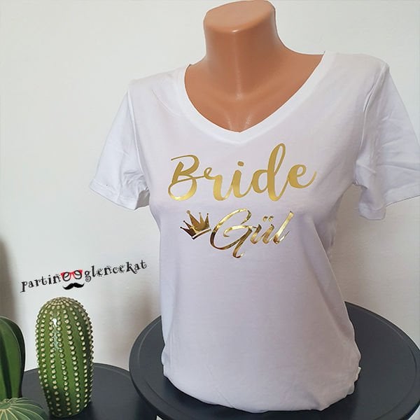 Gold Varak Bride İsme Özel Baskılı Beyaz Tshirt