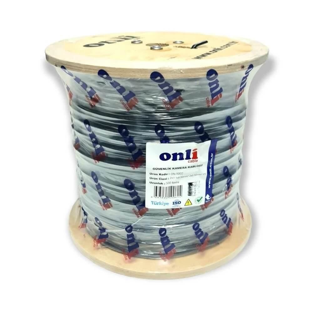 Onli 2+1 1x0,50 mini Coax 2x0,50mm 500 metre Harici Siyah CCTV Kamera Kablosu