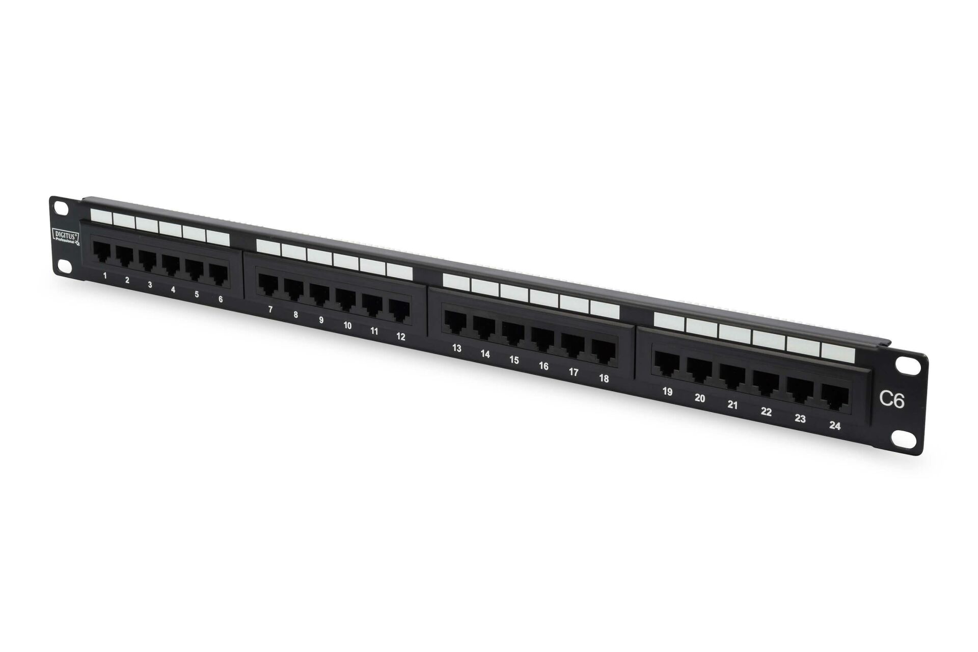 Digitus DN-91624U-CR 1u-24-Port Cat6 E Unshielded Black Patch Panel