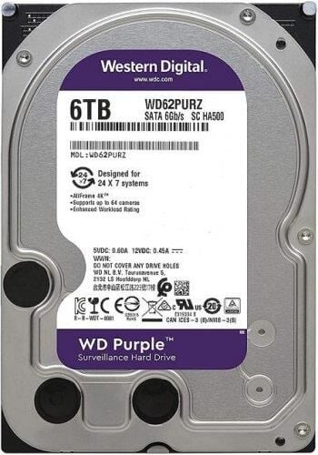 Western Digital WD62PURZ Purple 6 Tb 5400rpm 64mb Sata3 180tb/Y 7/24 Güvenlik Harddiski