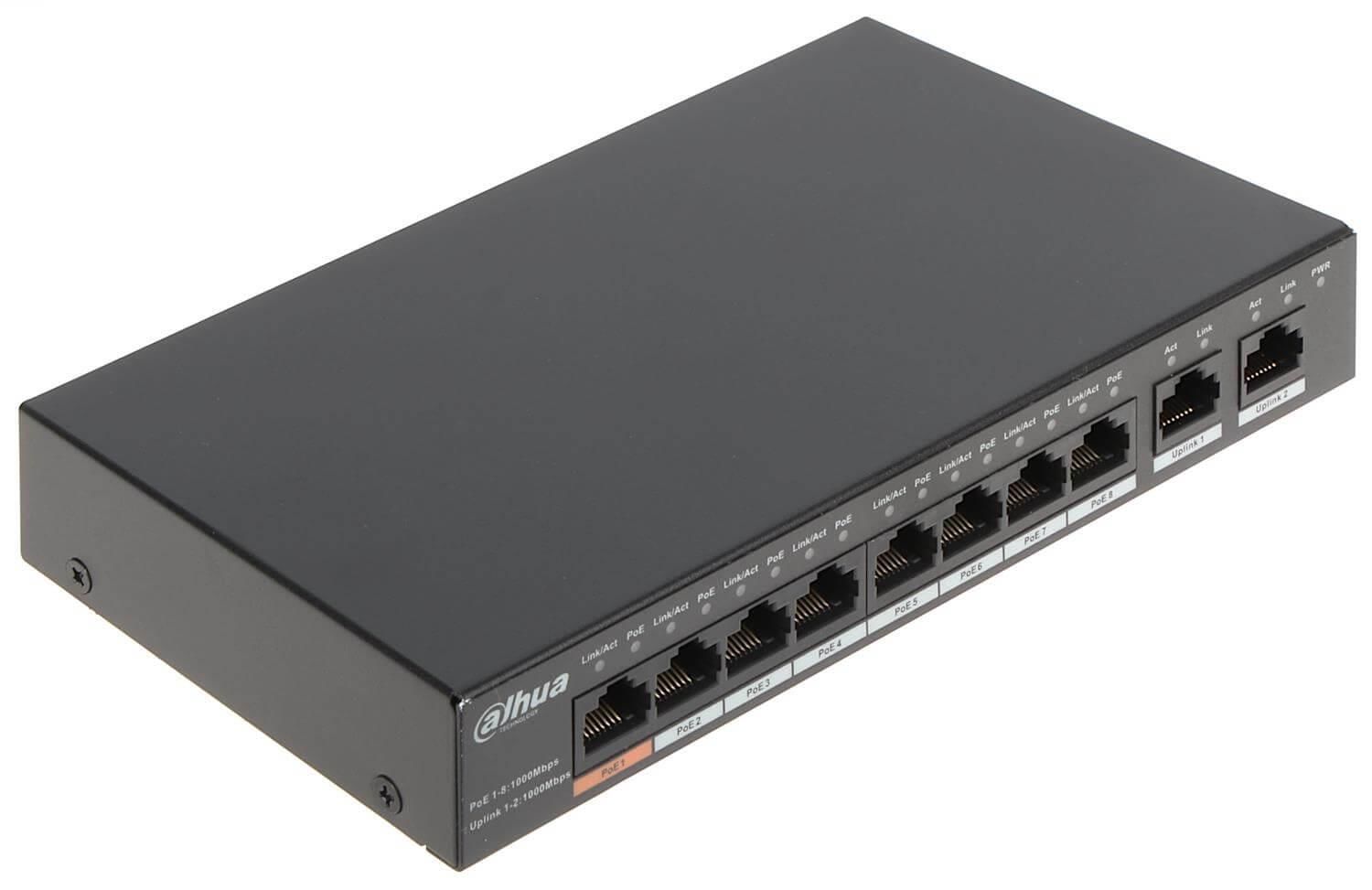 Dahua DH-PFS3010-8GT-96 8 Port 2xRj45 96w Gigabit Yönetilemez Poe Switch