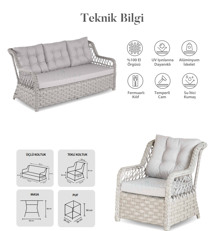 VİCTORYA 7 KİŞİLİK DIŞ MEKAN OTURMA GRUBU