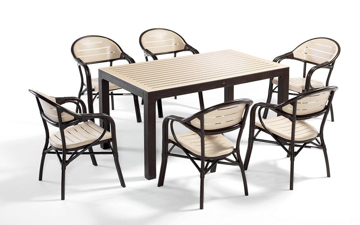 BAMBOO02 SİYAH CAPPUCCİNO 6'LI BAHÇE TAKIMI