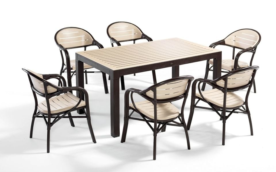 BAMBOO02 SİYAH CAPPUCCİNO 6'LI BAHÇE TAKIMI