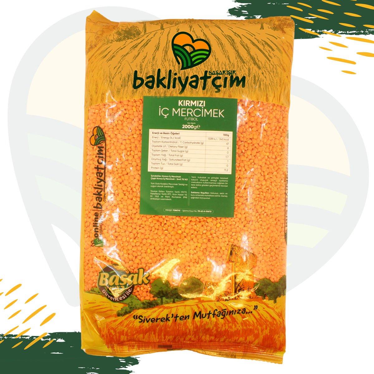 Şanlıurfa Kırmızı İç Mercimek Futbol Boy 2 KG Paket