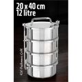 ModaCar Sefer Tası Yemek Kabı Paslanmaz Çelik 4 Katlı 20 cm 3 LİTRE