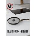 ModaCar Granit Döküm Tava Paslanmaz Çelik Kapaklı -Yapışmaz Taban 32 Cm