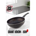 ModaCar Granit Döküm 8 Cm Derin Wok Tava - Yapışmaz Wok Tava -  30 Cm