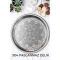 ModaCar Servis Tepsisi - Çelik Çay Tepsisi  Şık Desenli Tepsi 41 CM