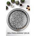 ModaCar Servis Tepsisi - Çelik Çay Tepsisi  Şık Desenli Tepsi 36 CM