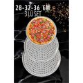 ModaCar Delikli Pizza Lahmacun Tepsisi Çelik 28-32-36 CM 3 lü SET