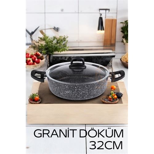 Modacar Eco Granit Döküm Basık Tencere 32 cm Dies Design