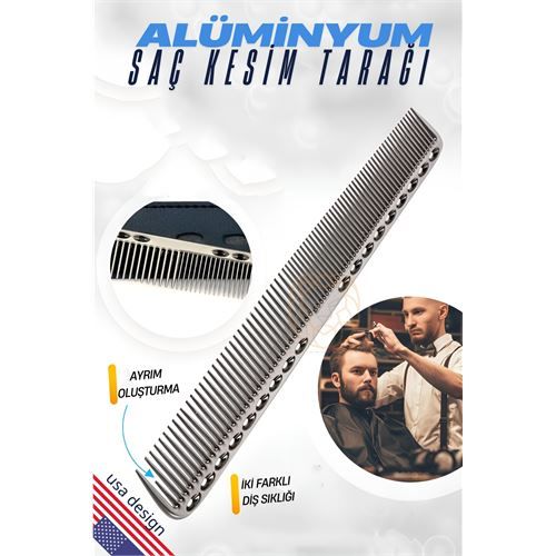 ModaCar Alüminyum Saç Kesim Tarağı Saç Şekillendirme Düzeltme Tarağı GRİ