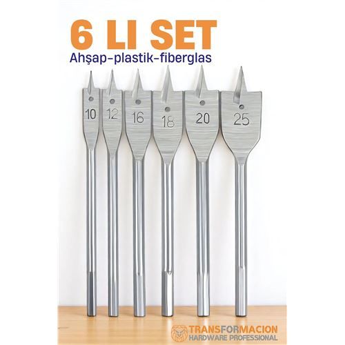 Modacar Ahşap Yaprak Matkap Ucu Seti - Plastik Fiberglas Ahşap Delik Açma Panç Seti