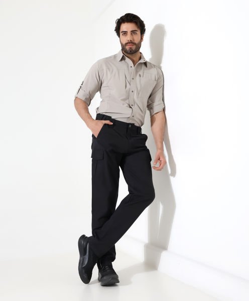 Erkek Outdoor Taktik Pantolon Hareketli Bel Siyah