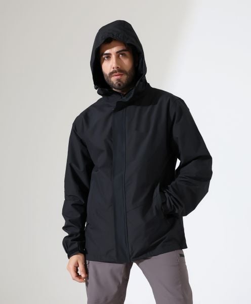 Erkek Outdoor Teknik Ceket Yağmurluk Siyah