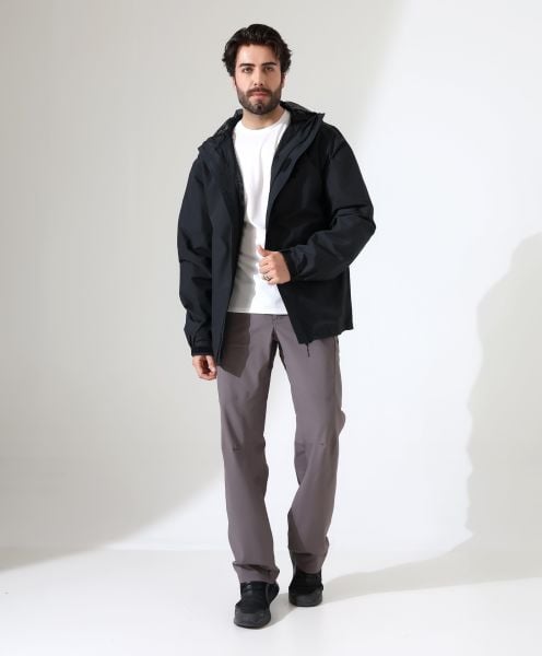 Erkek Outdoor Teknik Ceket Yağmurluk Siyah