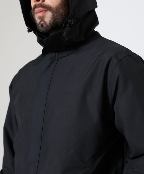 Erkek Outdoor Teknik Ceket Yağmurluk Siyah