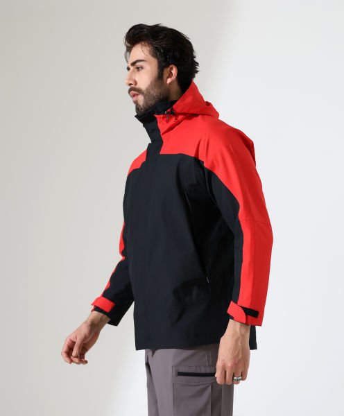 Erkek Outdoor Teknik Ceket Yağmurluk Siyah Kırmızı