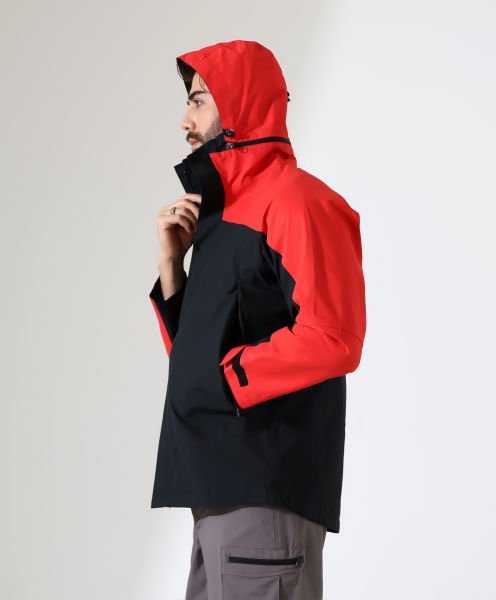 Erkek Outdoor Teknik Ceket Yağmurluk Siyah Kırmızı