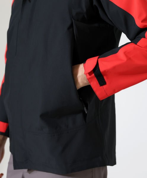 Erkek Outdoor Teknik Ceket Yağmurluk Siyah Kırmızı