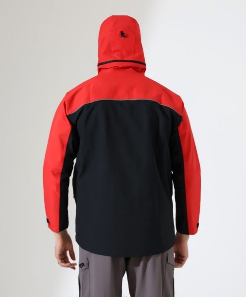 Erkek Outdoor Teknik Ceket Yağmurluk Siyah Kırmızı