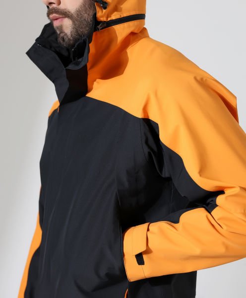 Erkek Outdoor Teknik Ceket Yağmurluk Siyah Turuncu