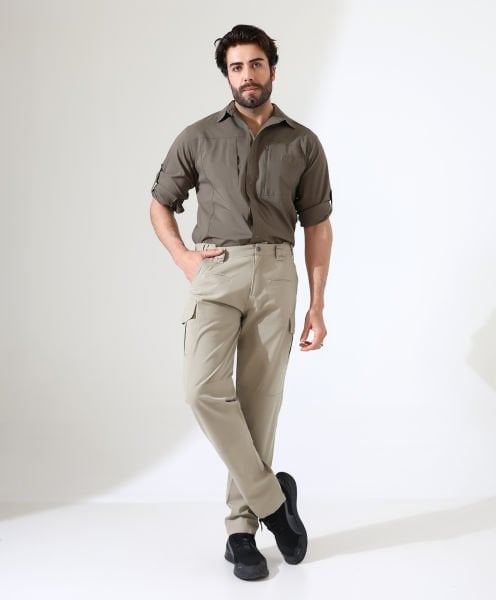 Erkek Outdoor Taktik Pantolon Hareketli Bel Bej