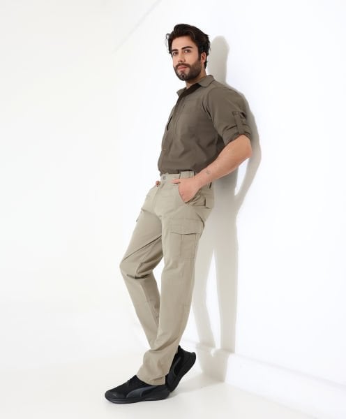 Erkek Outdoor Taktik Pantolon Hareketli Bel Bej