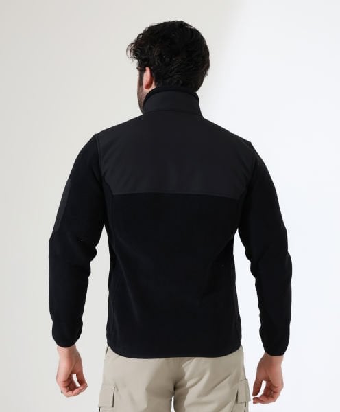 Erkek Outdoor Fermuarlı Polar Siyah