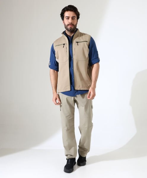 Erkek Outdoor Taktik Kumaş Yelek Bej