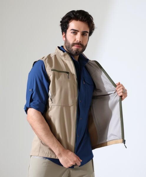Erkek Outdoor Taktik Kumaş Yelek Bej