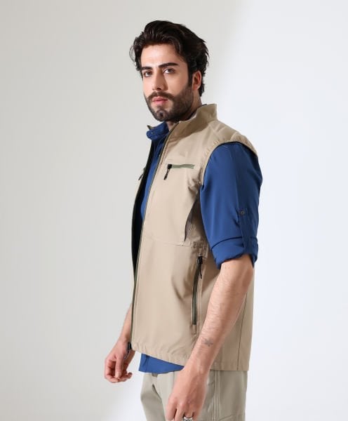 Erkek Outdoor Taktik Kumaş Yelek Bej