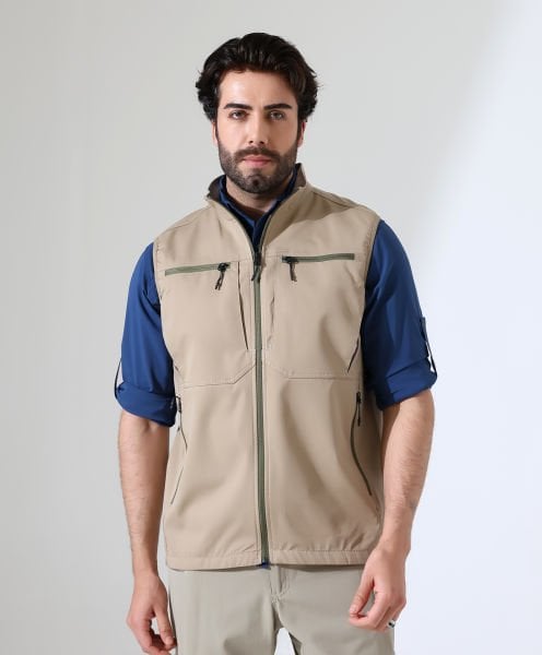 Erkek Outdoor Taktik Kumaş Yelek Bej