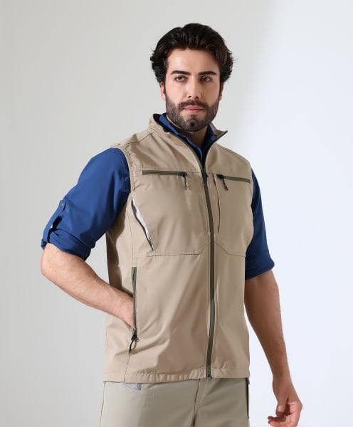 Erkek Outdoor Taktik Kumaş Yelek Bej