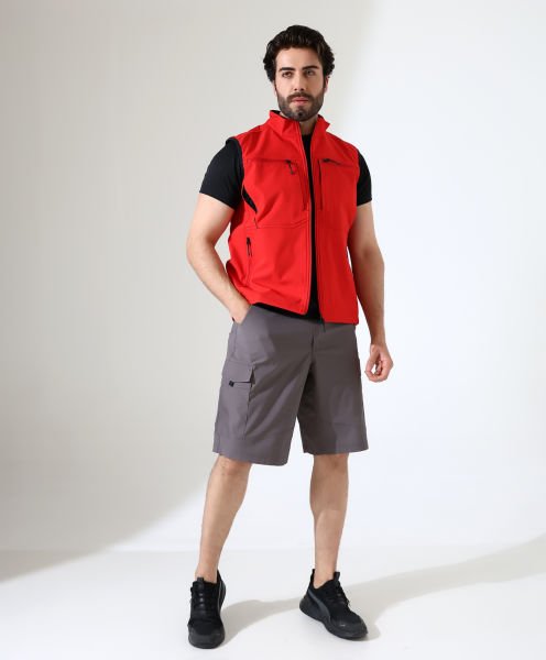 Erkek Outdoor Taktik Shoftshell Yelek Kırmızı