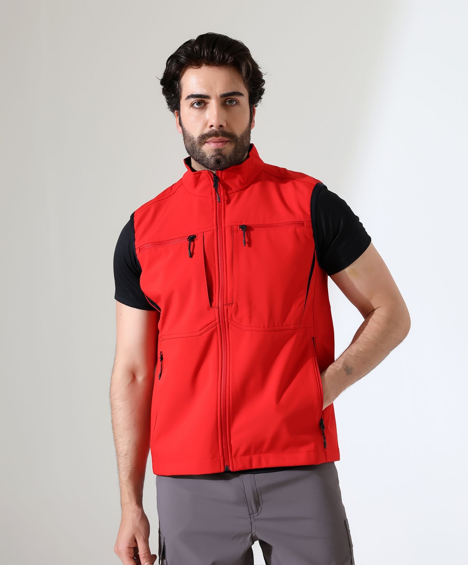 Erkek Outdoor Taktik Shoftshell Yelek Kırmızı