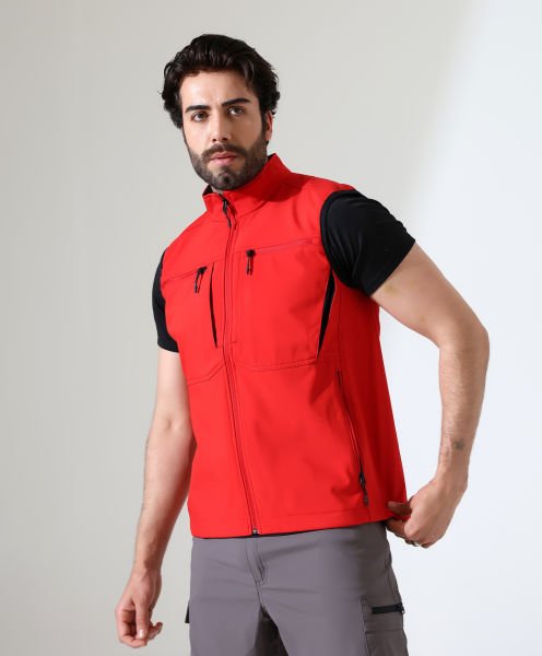 Erkek Outdoor Taktik Shoftshell Yelek Kırmızı