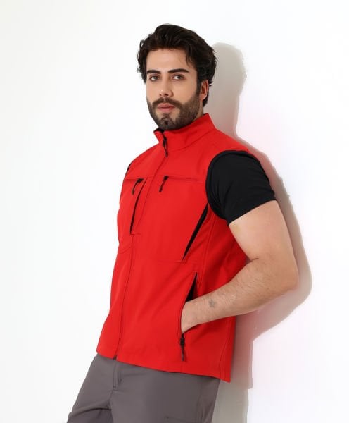 Erkek Outdoor Taktik Shoftshell Yelek Kırmızı