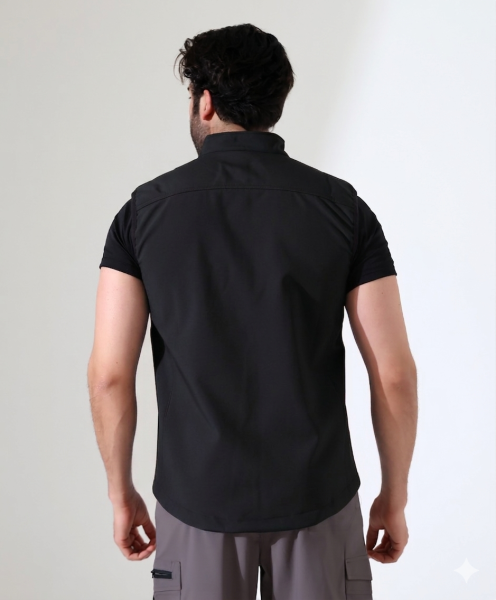 Erkek Outdoor Taktik Shoftshell Yelek Siyah