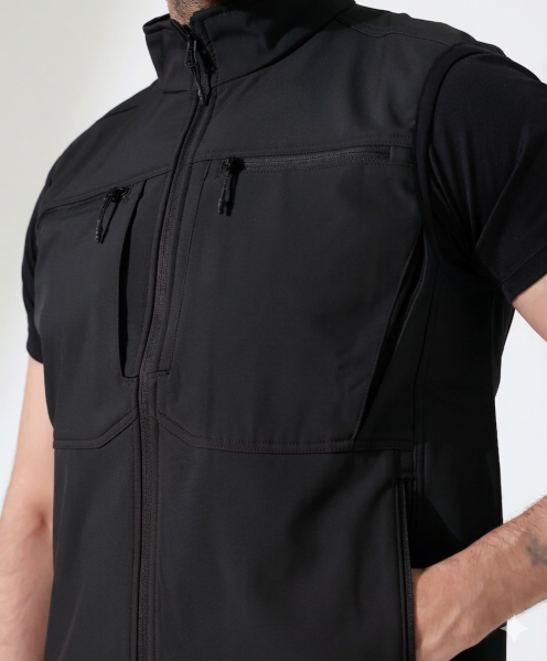 Erkek Outdoor Taktik Shoftshell Yelek Siyah