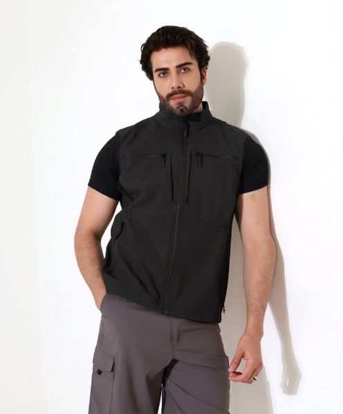 Erkek Outdoor Taktik Shoftshell Yelek Siyah