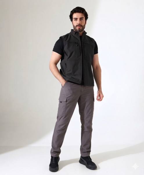 Erkek Outdoor Taktik Shoftshell Yelek Siyah